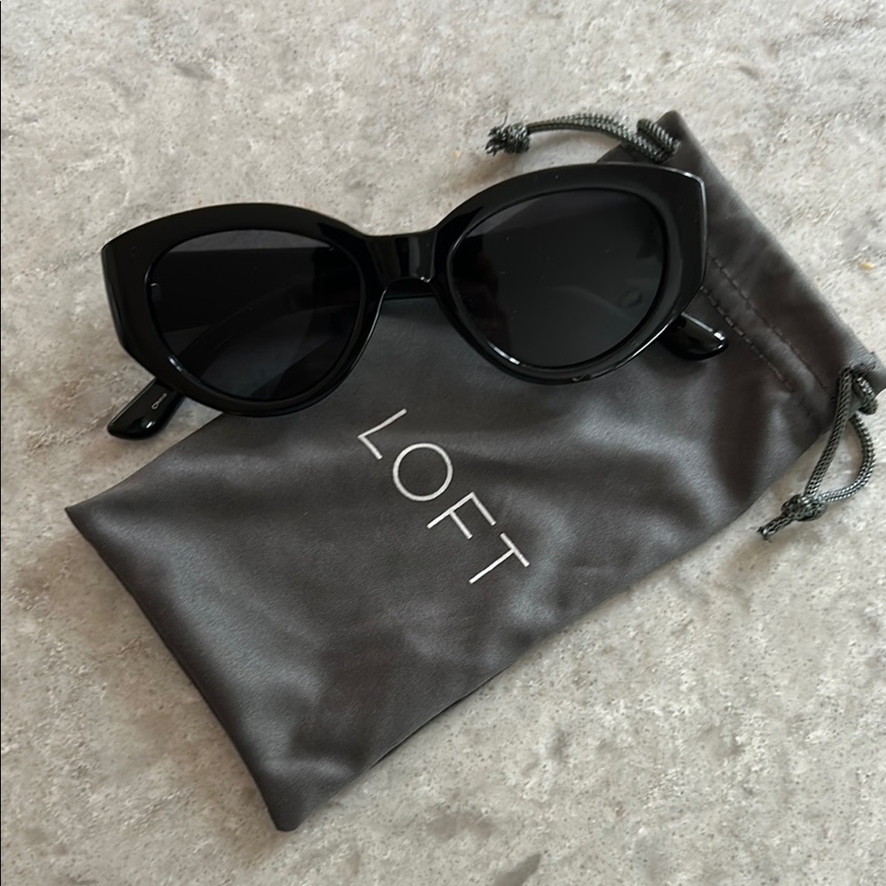 LOFT Sleek Black Cat-Eye Sunglasses